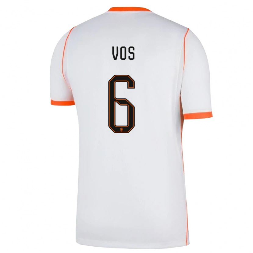 Danxen Kvinnor Nederländerna Silvano Vos #6 Vit Orange Bortatröja Matchtröjor 26-28 Tröjor T-Tröja
