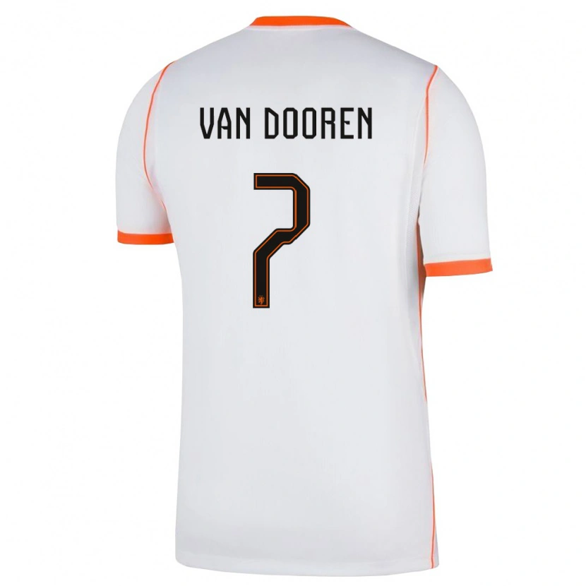 Danxen Kvinnor Nederländerna Kayleigh Van Dooren #7 Vit Orange Bortatröja Matchtröjor 26-28 Tröjor T-Tröja