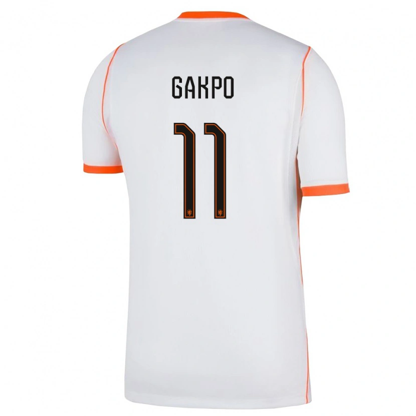 Danxen Kvinnor Nederländerna Cody Gakpo #11 Vit Orange Bortatröja Matchtröjor 26-28 Tröjor T-Tröja