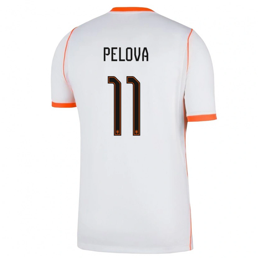 Danxen Kvinnor Nederländerna Victoria Pelova #11 Vit Orange Bortatröja Matchtröjor 26-28 Tröjor T-Tröja