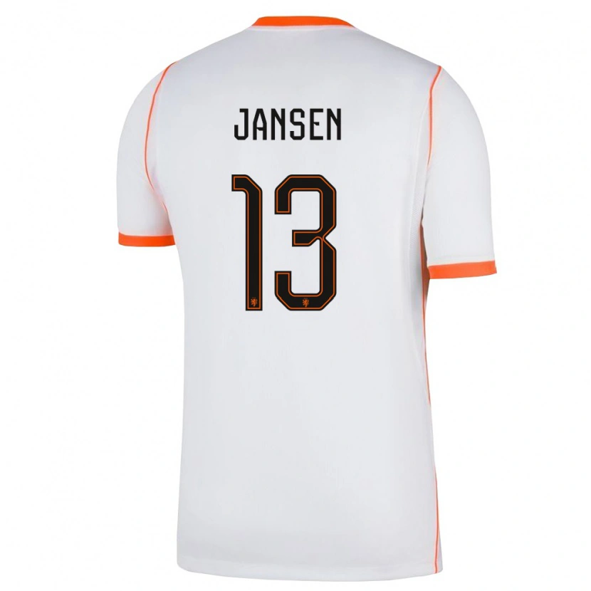 Danxen Kvinnor Nederländerna Renate Jansen #13 Vit Orange Bortatröja Matchtröjor 26-28 Tröjor T-Tröja