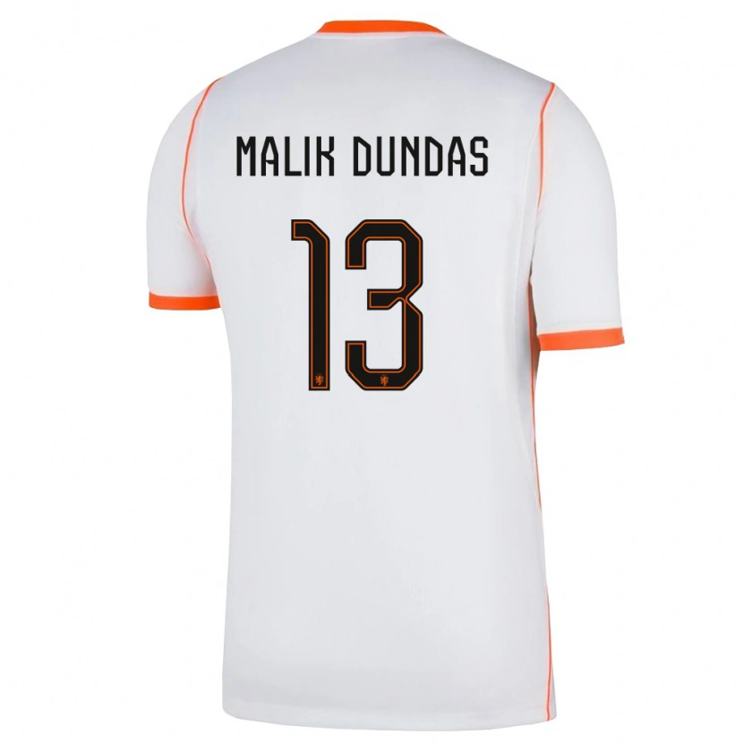 Danxen Kvinnor Nederländerna Noa Malik Dundas #13 Vit Orange Bortatröja Matchtröjor 26-28 Tröjor T-Tröja