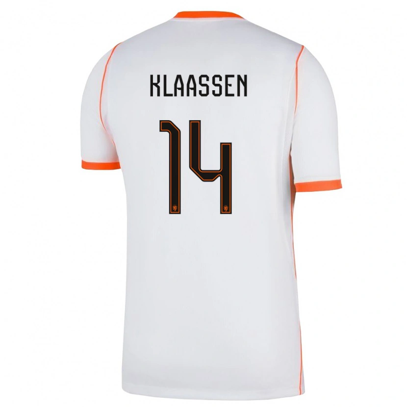 Danxen Kvinnor Nederländerna Davy Klaassen #14 Vit Orange Bortatröja Matchtröjor 26-28 Tröjor T-Tröja