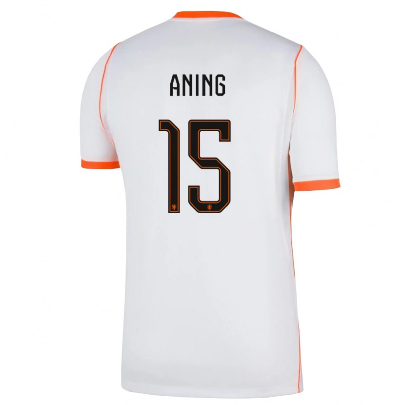 Danxen Kvinnor Nederländerna Prince Aning #15 Vit Orange Bortatröja Matchtröjor 26-28 Tröjor T-Tröja