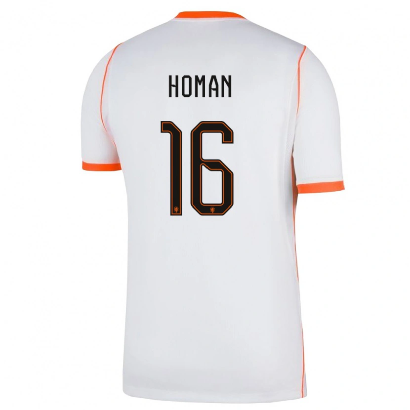 Danxen Kvinnor Nederländerna Nick Homan #16 Vit Orange Bortatröja Matchtröjor 26-28 Tröjor T-Tröja