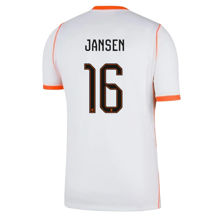 Danxen Kvinnor Nederländerna Sem Jansen #16 Vit Orange Bortatröja Matchtröjor 26-28 Tröjor T-Tröja