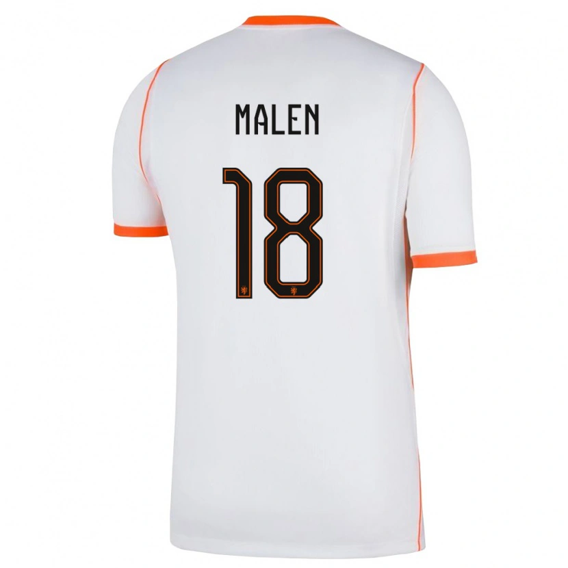 Danxen Kvinnor Nederländerna Donyell Malen #18 Vit Orange Bortatröja Matchtröjor 26-28 Tröjor T-Tröja