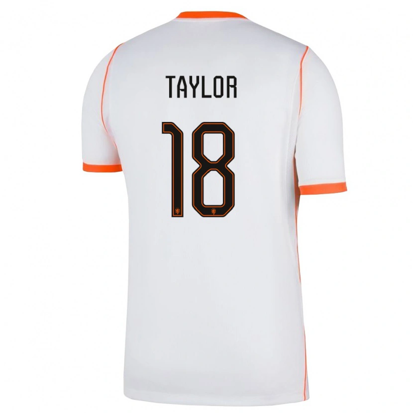 Danxen Kvinnor Nederländerna Kenneth Taylor #18 Vit Orange Bortatröja Matchtröjor 26-28 Tröjor T-Tröja