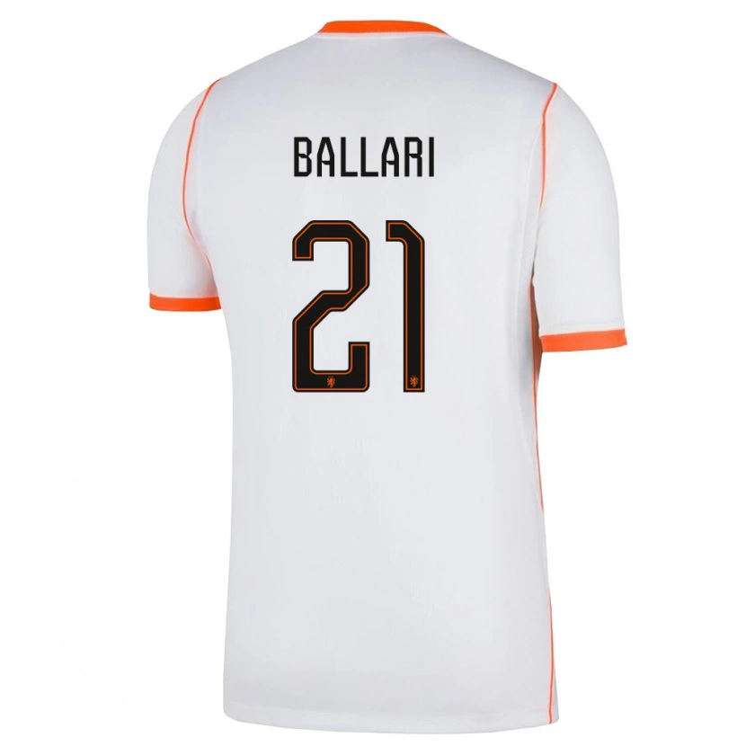 Danxen Kvinnor Nederländerna Adnane Ballari #21 Vit Orange Bortatröja Matchtröjor 26-28 Tröjor T-Tröja