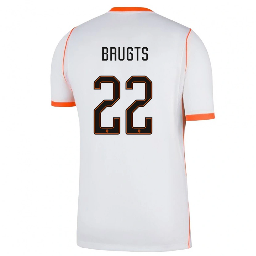 Danxen Kvinnor Nederländerna Esmee Brugts #22 Vit Orange Bortatröja Matchtröjor 26-28 Tröjor T-Tröja