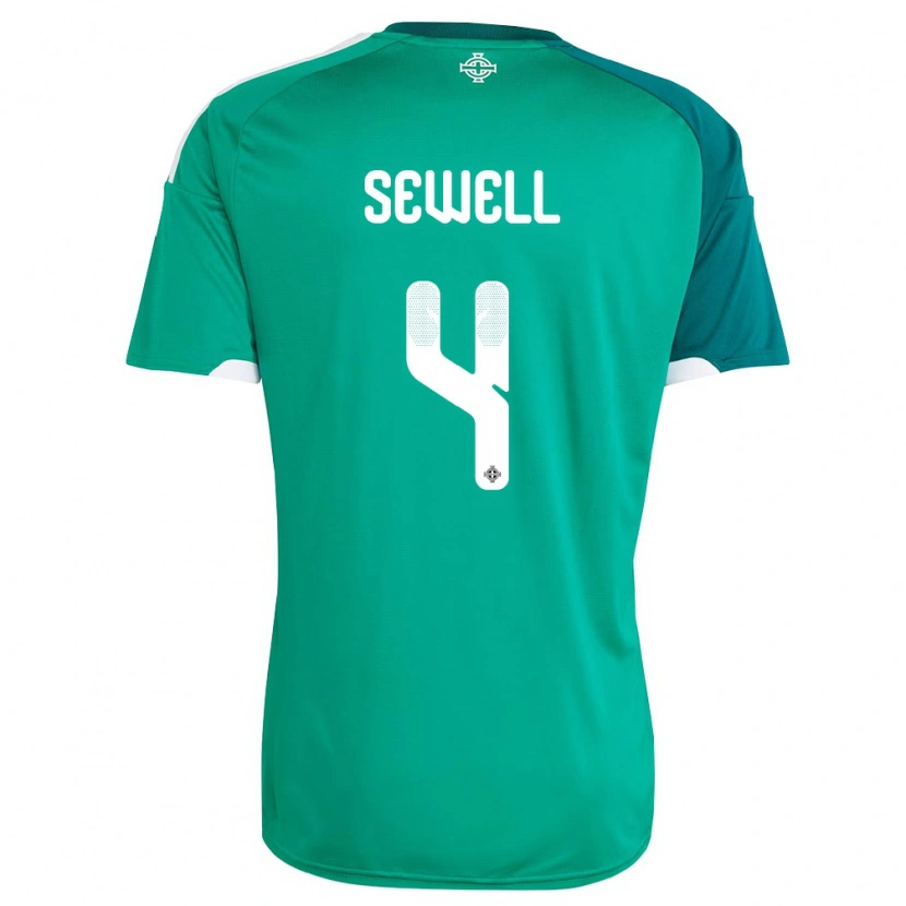 Danxen Barn Nordirland Broghan Sewell #4 Grön Vit Hemmatröja Matchtröjor 26-28 Tröjor T-Tröja