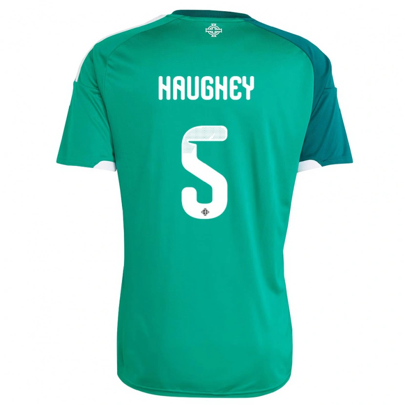 Danxen Barn Nordirland Conor Haughey #5 Grön Vit Hemmatröja Matchtröjor 26-28 Tröjor T-Tröja