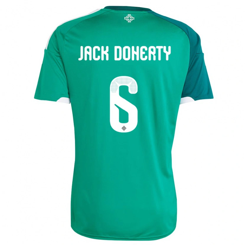 Danxen Barn Nordirland Jack Doherty #6 Grön Vit Hemmatröja Matchtröjor 26-28 Tröjor T-Tröja