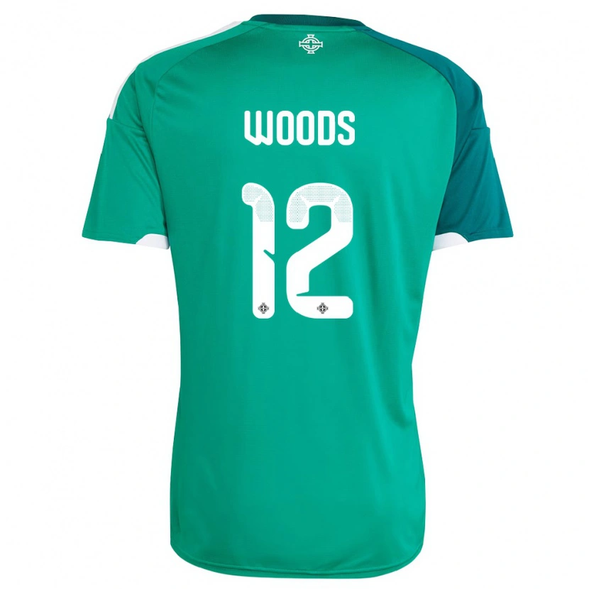 Danxen Barn Nordirland Lilie Woods #12 Grön Vit Hemmatröja Matchtröjor 26-28 Tröjor T-Tröja