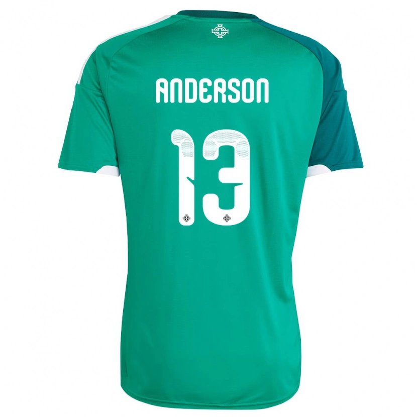Danxen Barn Nordirland Calum Anderson #13 Grön Vit Hemmatröja Matchtröjor 26-28 Tröjor T-Tröja