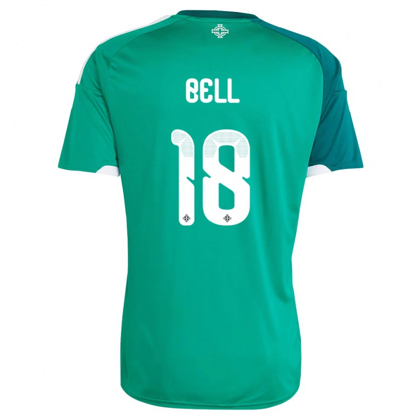 Danxen Barn Nordirland Megan Bell #18 Grön Vit Hemmatröja Matchtröjor 26-28 Tröjor T-Tröja