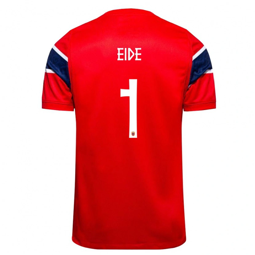 Danxen Barn Norge Bernard Eide #1 Röd Marin Vit Hemmatröja Matchtröjor 26-28 Tröjor T-Tröja