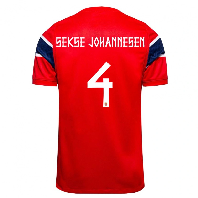 Danxen Barn Norge Mats Sekse Johannesen #4 Röd Marin Vit Hemmatröja Matchtröjor 26-28 Tröjor T-Tröja