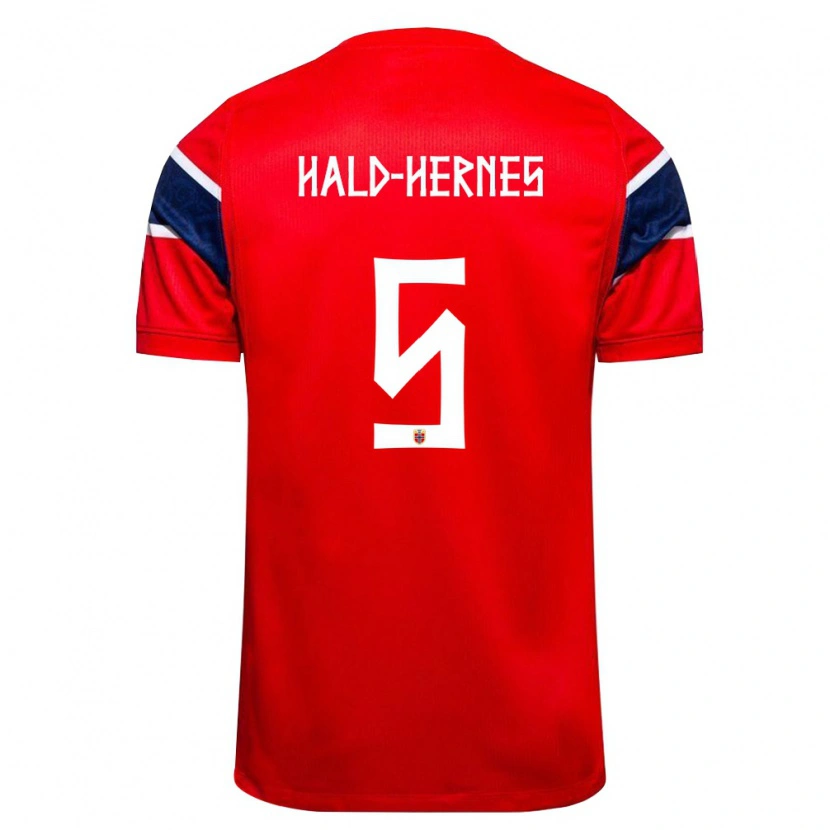 Danxen Barn Norge Ulrik Hald-Hernes #5 Röd Marin Vit Hemmatröja Matchtröjor 26-28 Tröjor T-Tröja