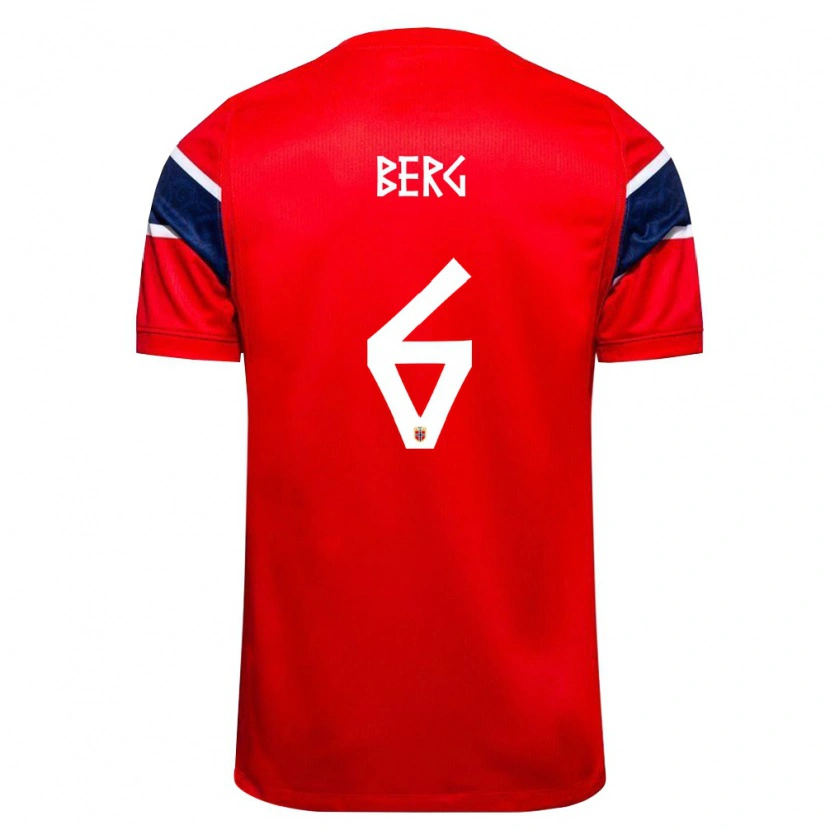 Danxen Barn Norge Patrick Berg #6 Röd Marin Vit Hemmatröja Matchtröjor 26-28 Tröjor T-Tröja