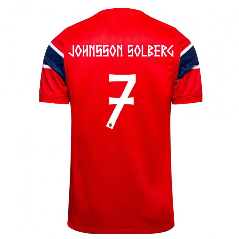 Danxen Barn Norge Jesper Johnsson Solberg #7 Röd Marin Vit Hemmatröja Matchtröjor 26-28 Tröjor T-Tröja