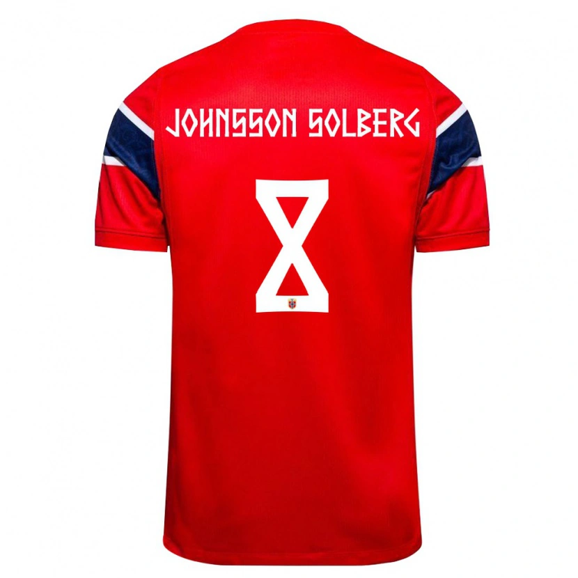 Danxen Barn Norge Elias Johnsson Solberg #8 Röd Marin Vit Hemmatröja Matchtröjor 26-28 Tröjor T-Tröja