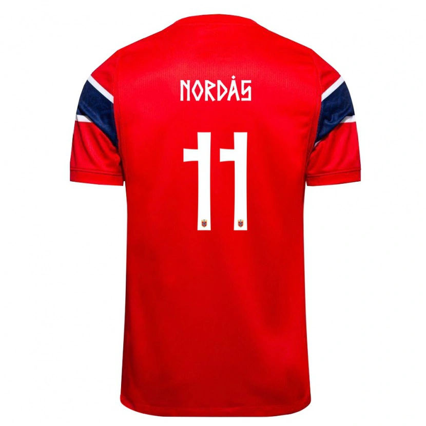 Danxen Barn Norge Lasse Nordås #11 Röd Marin Vit Hemmatröja Matchtröjor 26-28 Tröjor T-Tröja