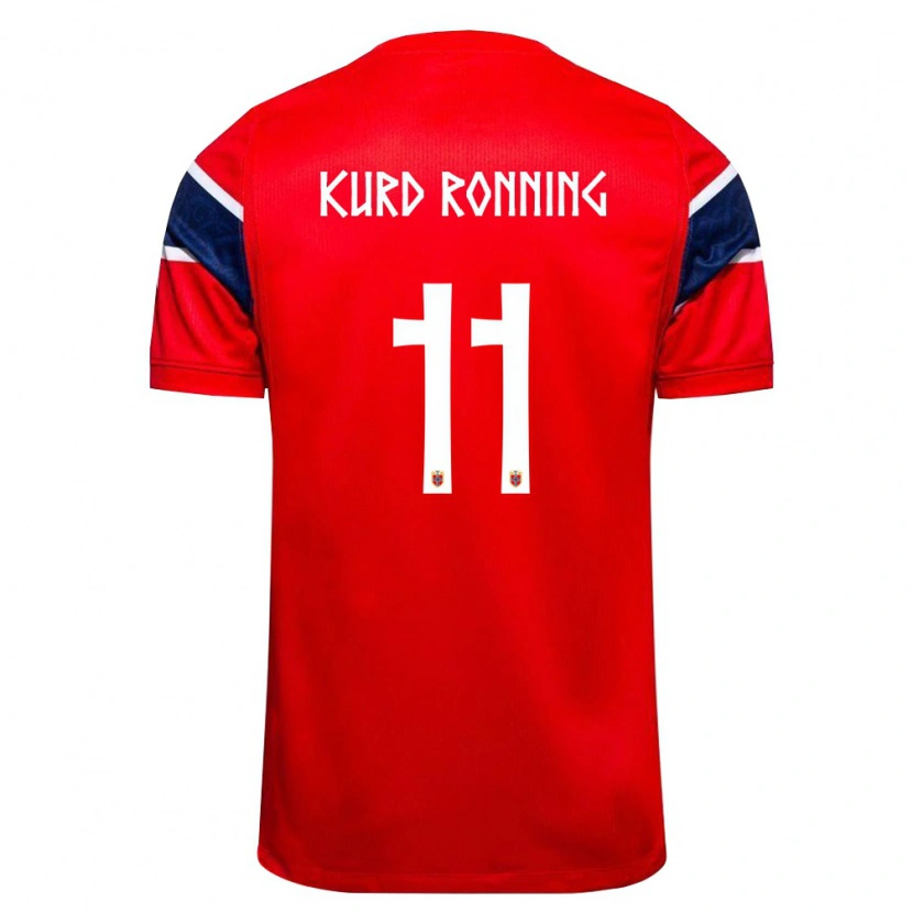 Danxen Barn Norge Adrian Kurd Rønning #11 Röd Marin Vit Hemmatröja Matchtröjor 26-28 Tröjor T-Tröja