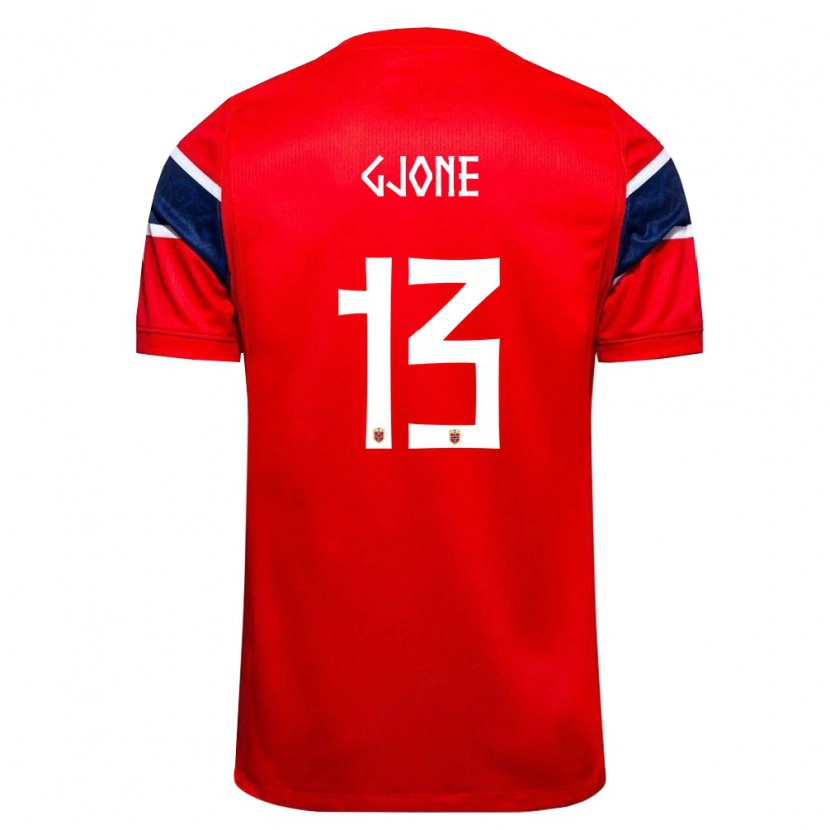 Danxen Barn Norge Martin Gjone #13 Röd Marin Vit Hemmatröja Matchtröjor 26-28 Tröjor T-Tröja