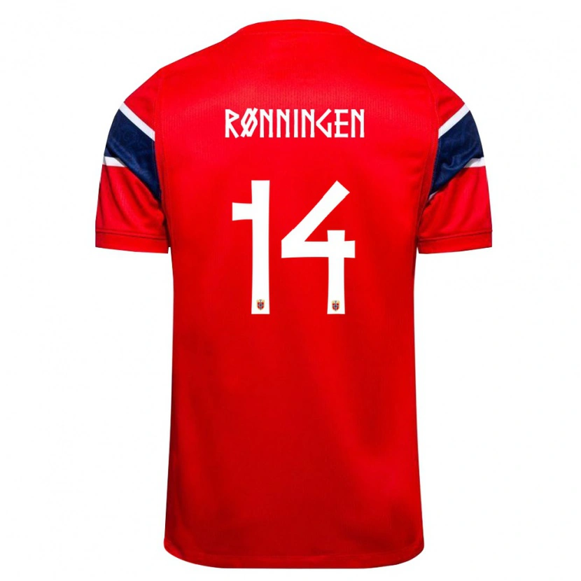 Danxen Barn Norge Jakob Rønningen #14 Röd Marin Vit Hemmatröja Matchtröjor 26-28 Tröjor T-Tröja