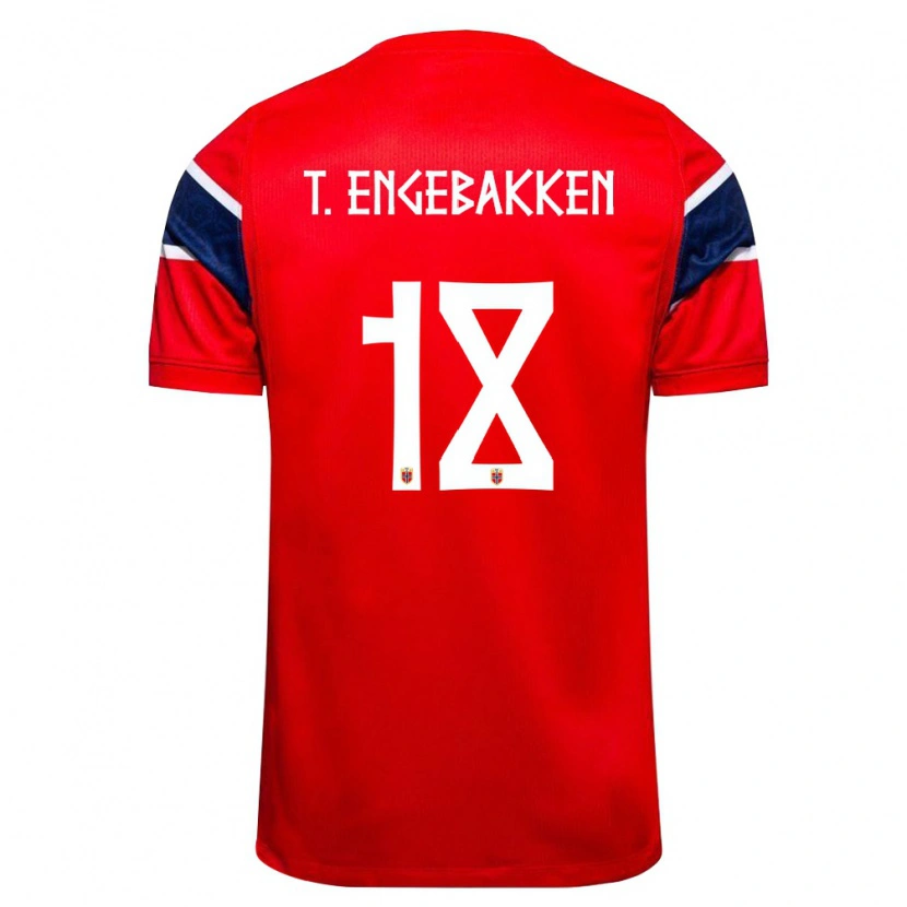 Danxen Barn Norge Tinus Embergsrud Engebakken #18 Röd Marin Vit Hemmatröja Matchtröjor 26-28 Tröjor T-Tröja