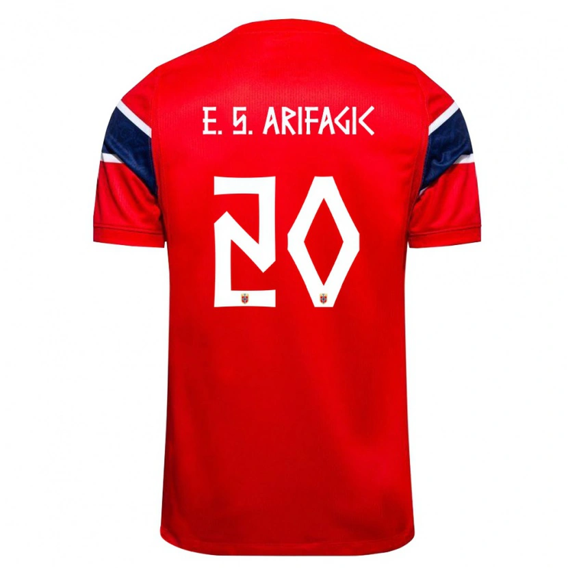 Danxen Barn Norge Elias Samuelsen Arifagic #20 Röd Marin Vit Hemmatröja Matchtröjor 26-28 Tröjor T-Tröja