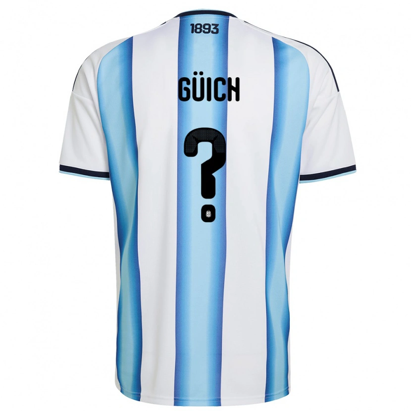 Danxen Barn Argentina Alvaro Güich #0 Vit Himmelblå Marin Hemmatröja Matchtröjor 26-28 Tröjor T-Tröja
