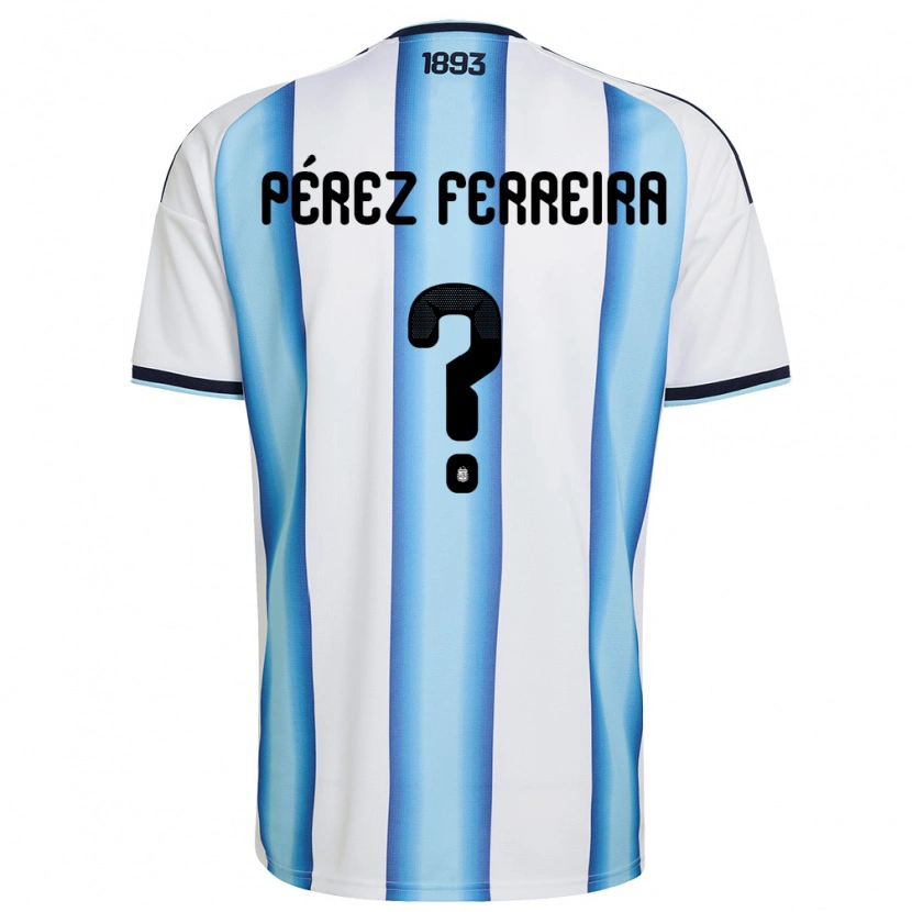 Danxen Barn Argentina Thiago Pérez Ferreira #0 Vit Himmelblå Marin Hemmatröja Matchtröjor 26-28 Tröjor T-Tröja