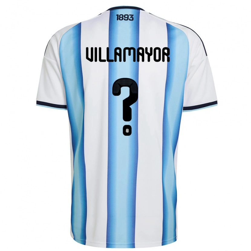 Danxen Barn Argentina Tobias Villamayor #0 Vit Himmelblå Marin Hemmatröja Matchtröjor 26-28 Tröjor T-Tröja