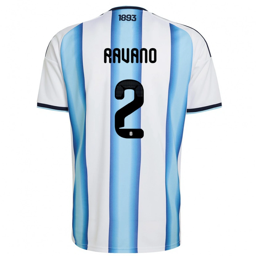 Danxen Barn Argentina Jonás Ravano #2 Vit Himmelblå Marin Hemmatröja Matchtröjor 26-28 Tröjor T-Tröja