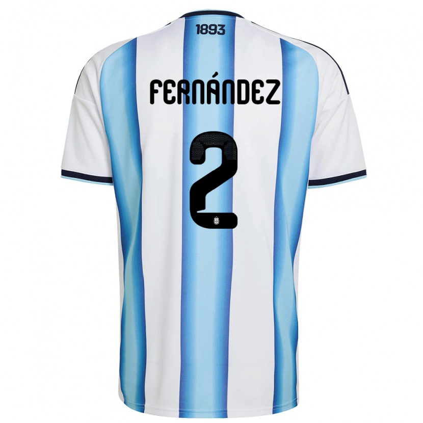 Danxen Barn Argentina Damián Fernández #2 Vit Himmelblå Marin Hemmatröja Matchtröjor 26-28 Tröjor T-Tröja