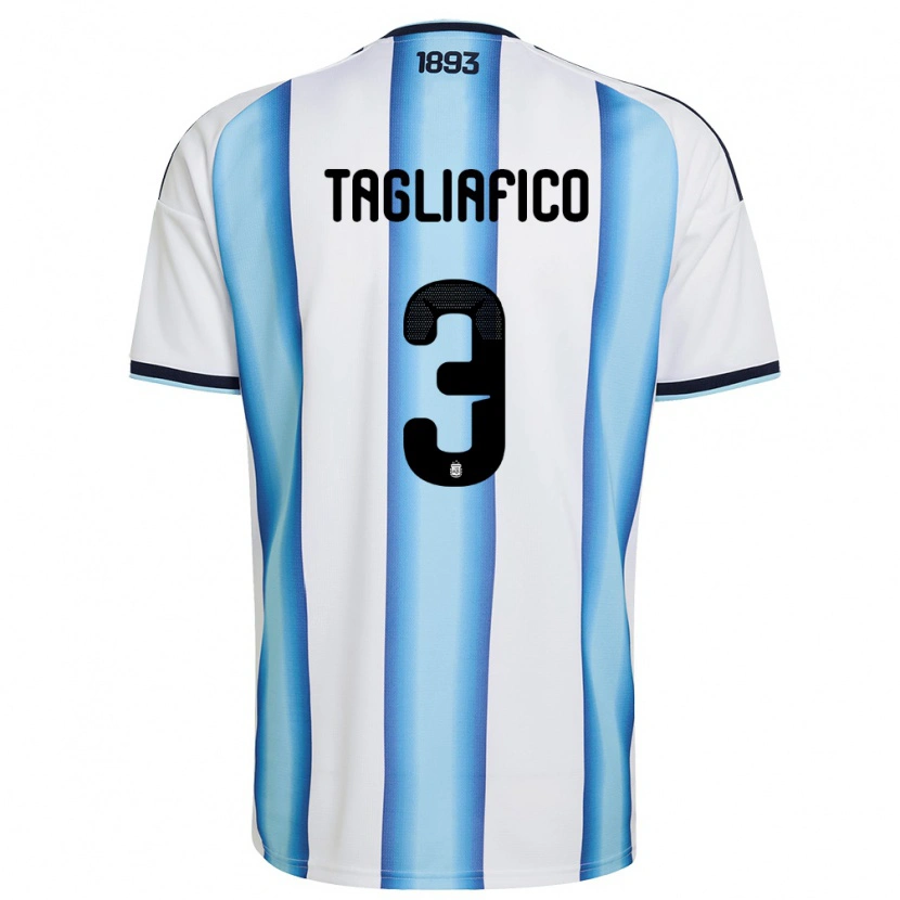 Danxen Barn Argentina Nicolás Tagliafico #3 Vit Himmelblå Marin Hemmatröja Matchtröjor 26-28 Tröjor T-Tröja