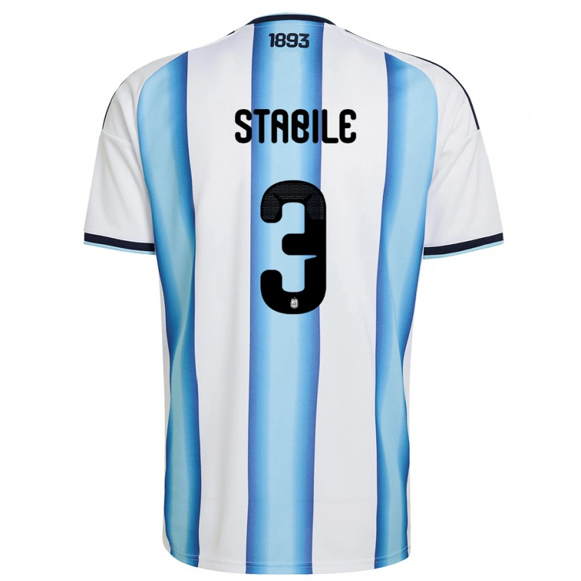 Danxen Barn Argentina Eliana Stabile #3 Vit Himmelblå Marin Hemmatröja Matchtröjor 26-28 Tröjor T-Tröja