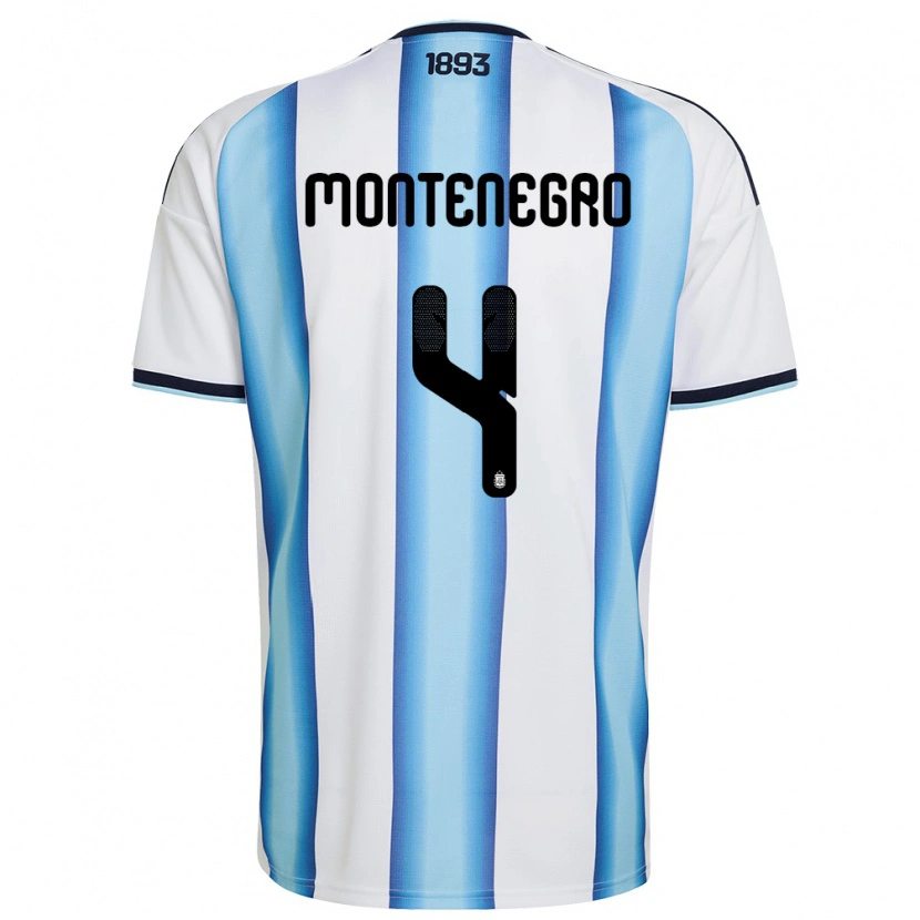 Danxen Barn Argentina Ramiro Montenegro #4 Vit Himmelblå Marin Hemmatröja Matchtröjor 26-28 Tröjor T-Tröja