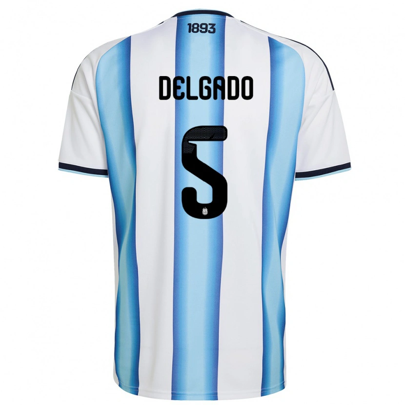 Danxen Barn Argentina Milton Delgado #5 Vit Himmelblå Marin Hemmatröja Matchtröjor 26-28 Tröjor T-Tröja