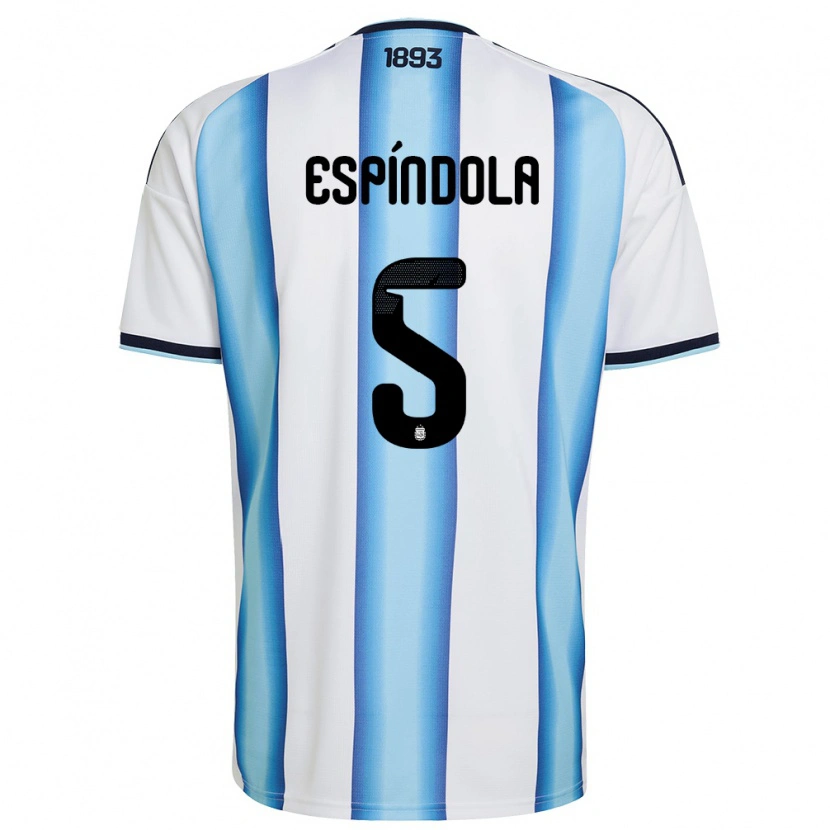 Danxen Barn Argentina Santiago Espíndola #5 Vit Himmelblå Marin Hemmatröja Matchtröjor 26-28 Tröjor T-Tröja