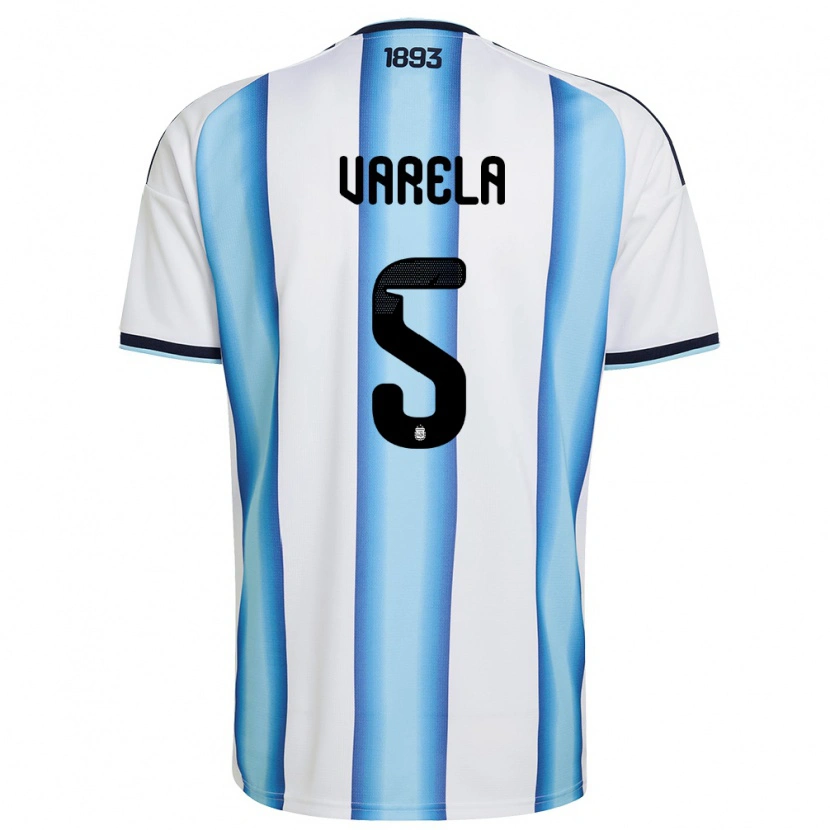 Danxen Barn Argentina Alan Varela #5 Vit Himmelblå Marin Hemmatröja Matchtröjor 26-28 Tröjor T-Tröja
