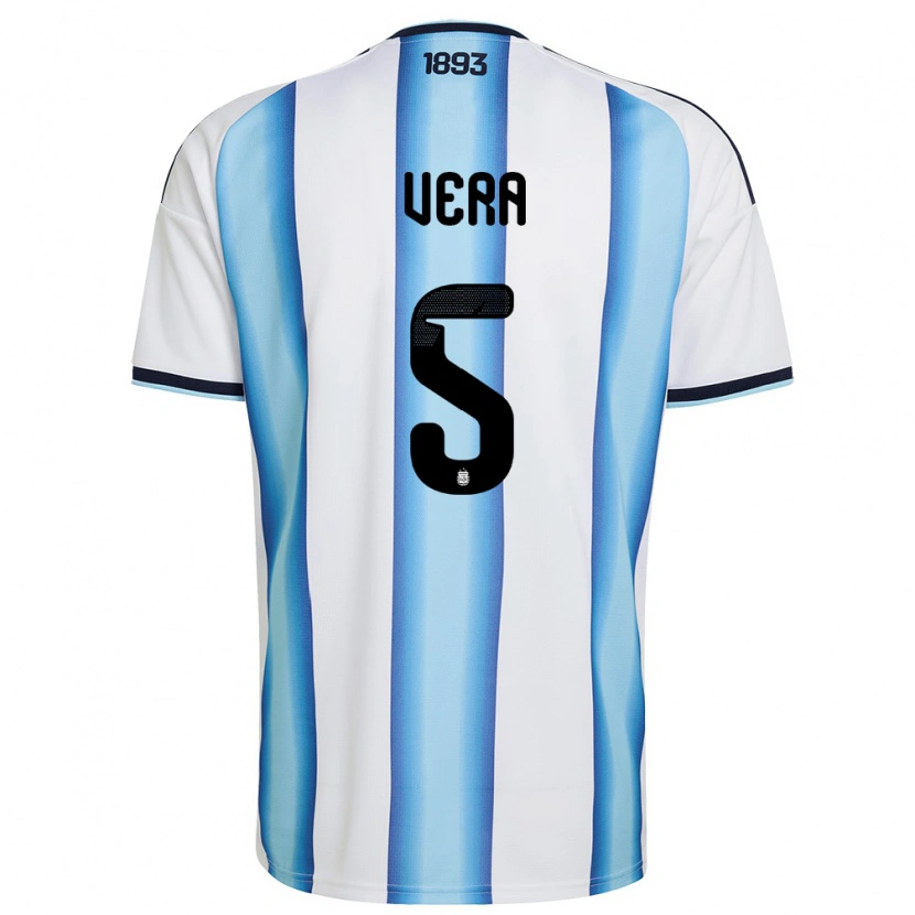 Danxen Barn Argentina Fausto Vera #5 Vit Himmelblå Marin Hemmatröja Matchtröjor 26-28 Tröjor T-Tröja
