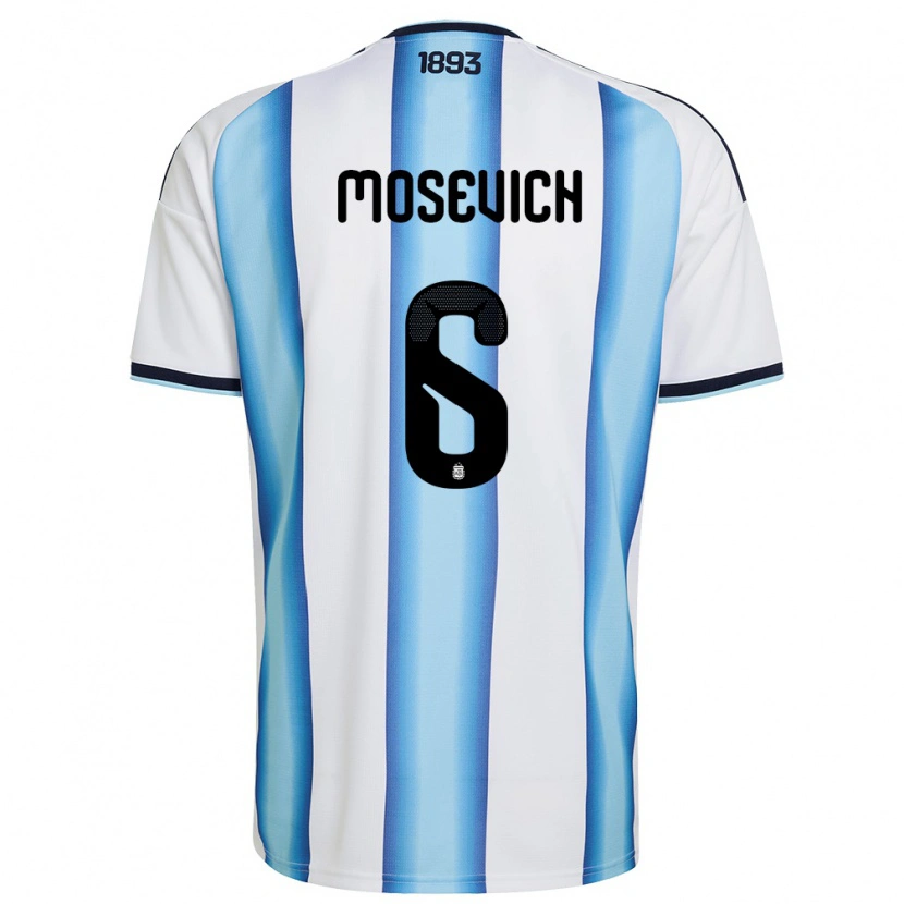 Danxen Barn Argentina Leonel Mosevich #6 Vit Himmelblå Marin Hemmatröja Matchtröjor 26-28 Tröjor T-Tröja