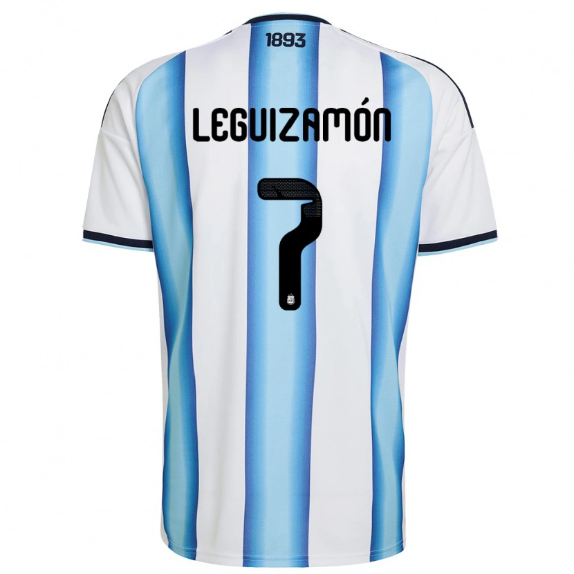 Danxen Barn Argentina Luciano Leguizamón #7 Vit Himmelblå Marin Hemmatröja Matchtröjor 26-28 Tröjor T-Tröja