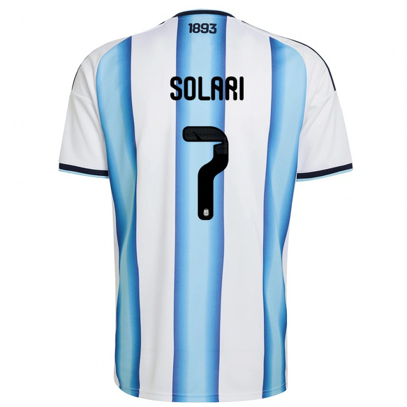 Danxen Barn Argentina Pablo Solari #7 Vit Himmelblå Marin Hemmatröja Matchtröjor 26-28 Tröjor T-Tröja