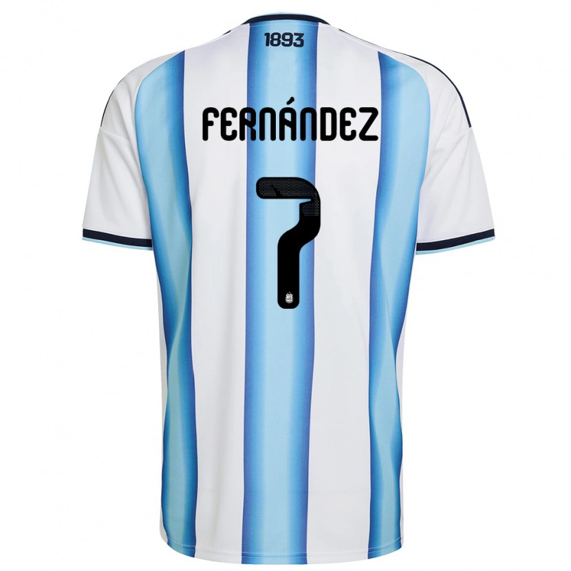 Danxen Barn Argentina Thiago Fernández #7 Vit Himmelblå Marin Hemmatröja Matchtröjor 26-28 Tröjor T-Tröja