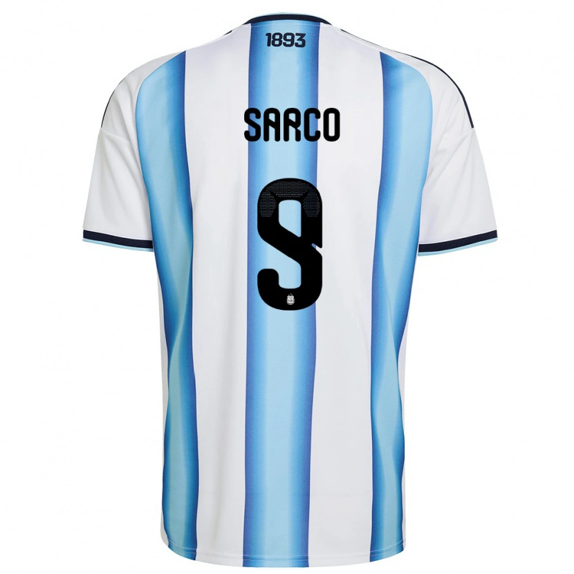 Danxen Barn Argentina Alejo Sarco #9 Vit Himmelblå Marin Hemmatröja Matchtröjor 26-28 Tröjor T-Tröja