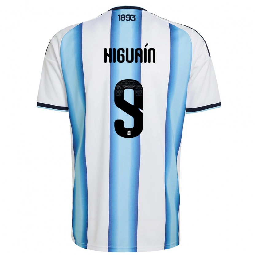 Danxen Barn Argentina Gonzalo Higuain #9 Vit Himmelblå Marin Hemmatröja Matchtröjor 26-28 Tröjor T-Tröja